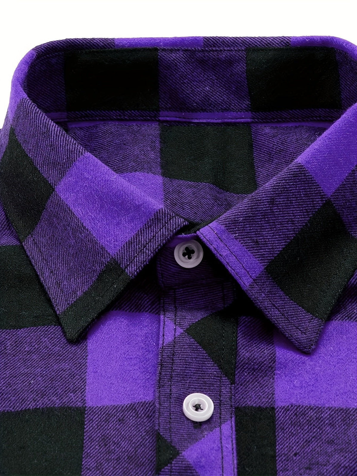 Herrenhemd mit Blockkaros und zwei geknöpften Brusttaschen - Dunkelviolett #Farbe_Dunkelviolett