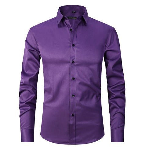 Herrenhemd mit glatter Front und spitzem Umlegekragen - Violett #Farbe_Violett