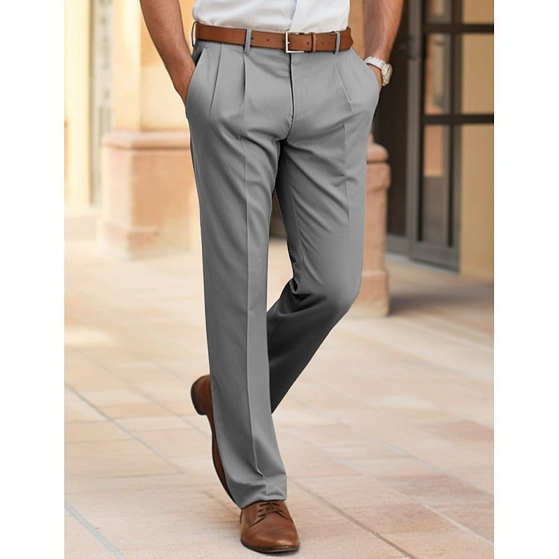 Hose Herren mit Bundfalte und schrägen Tascheneingriffen - Grau #Farbe_Grau