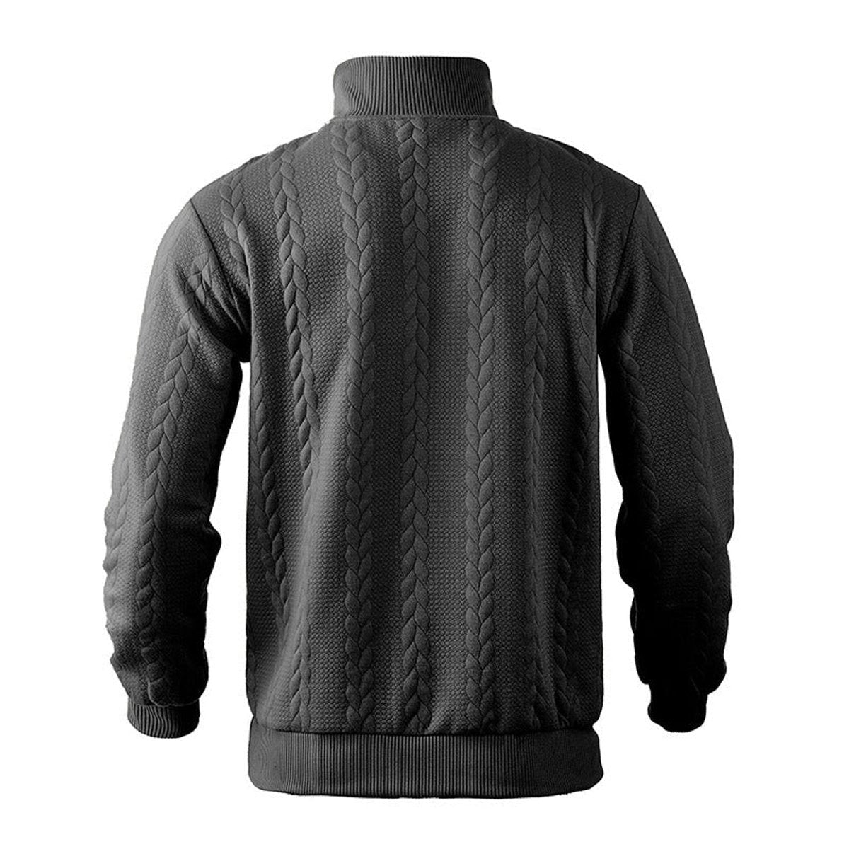 Strickpullover Herren mit Zopfmuster und glatter Passe - Schwarz #Farbe_Schwarz