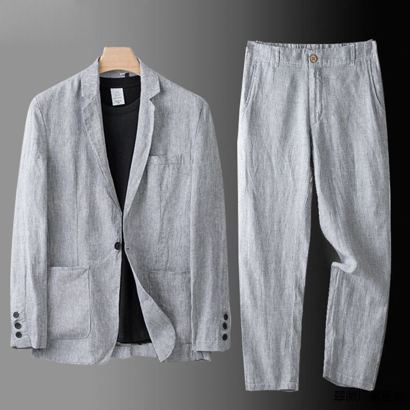 Anzug Herren mit offenem Sakko und gerader langer Hose - Grau #Farbe_Grau