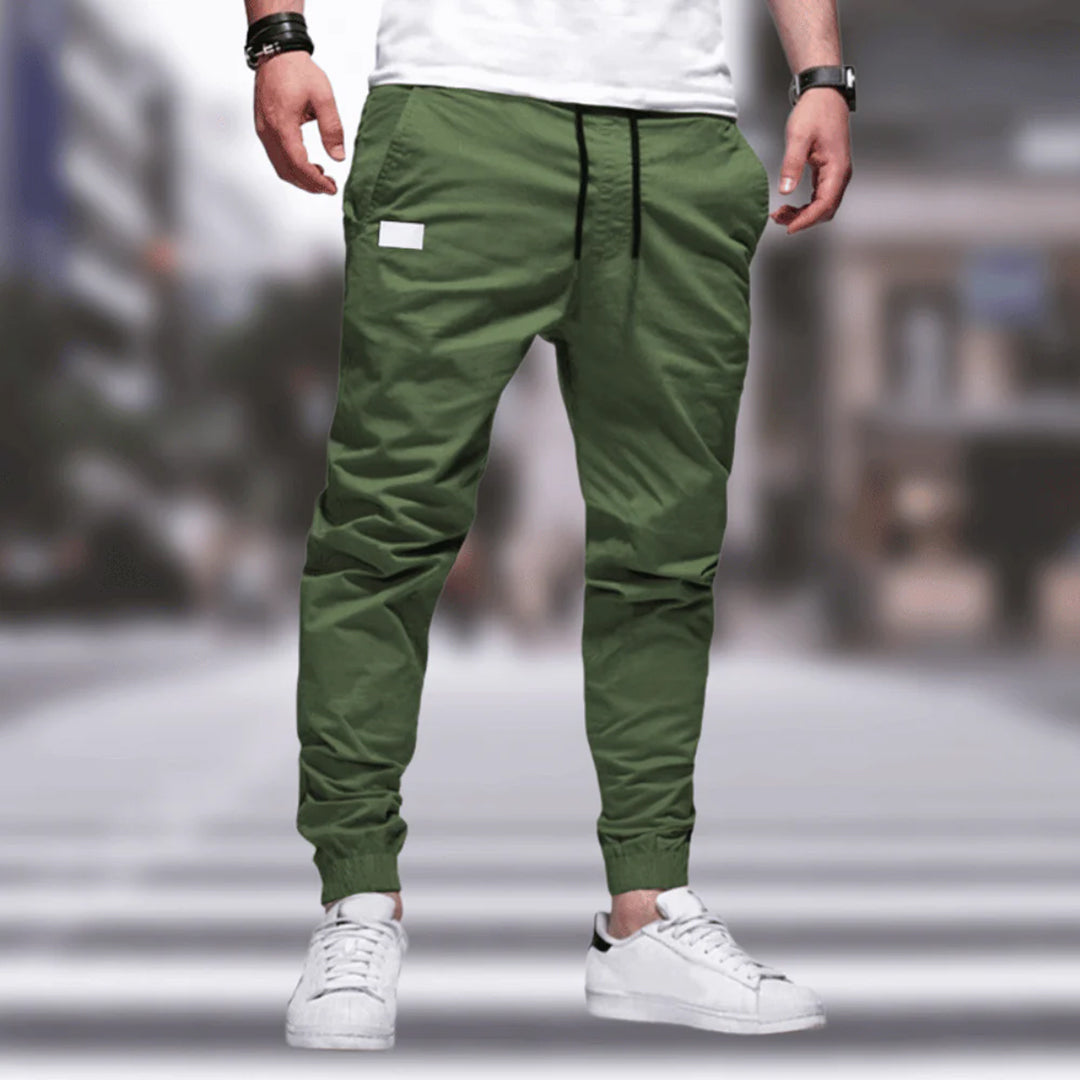 Cargohose Herren mit Kordelzug und seitlichen Taschen - Grün #Farbe_Grün