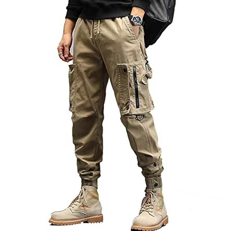 Cargohose Herren mit Zip-Seitentasche und Beinbündchen - Khaki #Farbe_Khaki