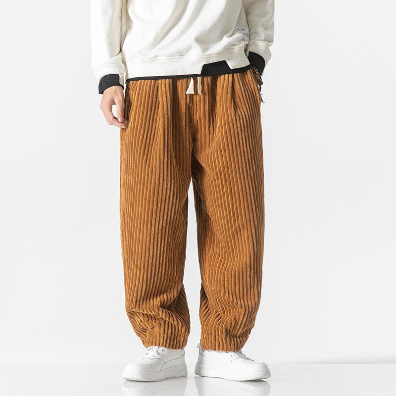 Cordhose Herren mit breiten Rippen und langem Kordelzug - Braun #Farbe_Braun