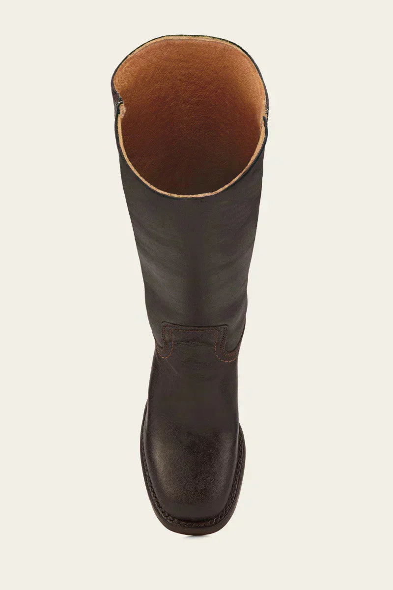 Damen Stiefel kniehoch mit Blockabsatz in Lederoptik