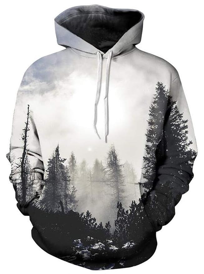 Hoodie Herren mit Waldmotiv und durchgehendem Fotodruck - Mehrfarbig #Farbe_Mehrfarbig