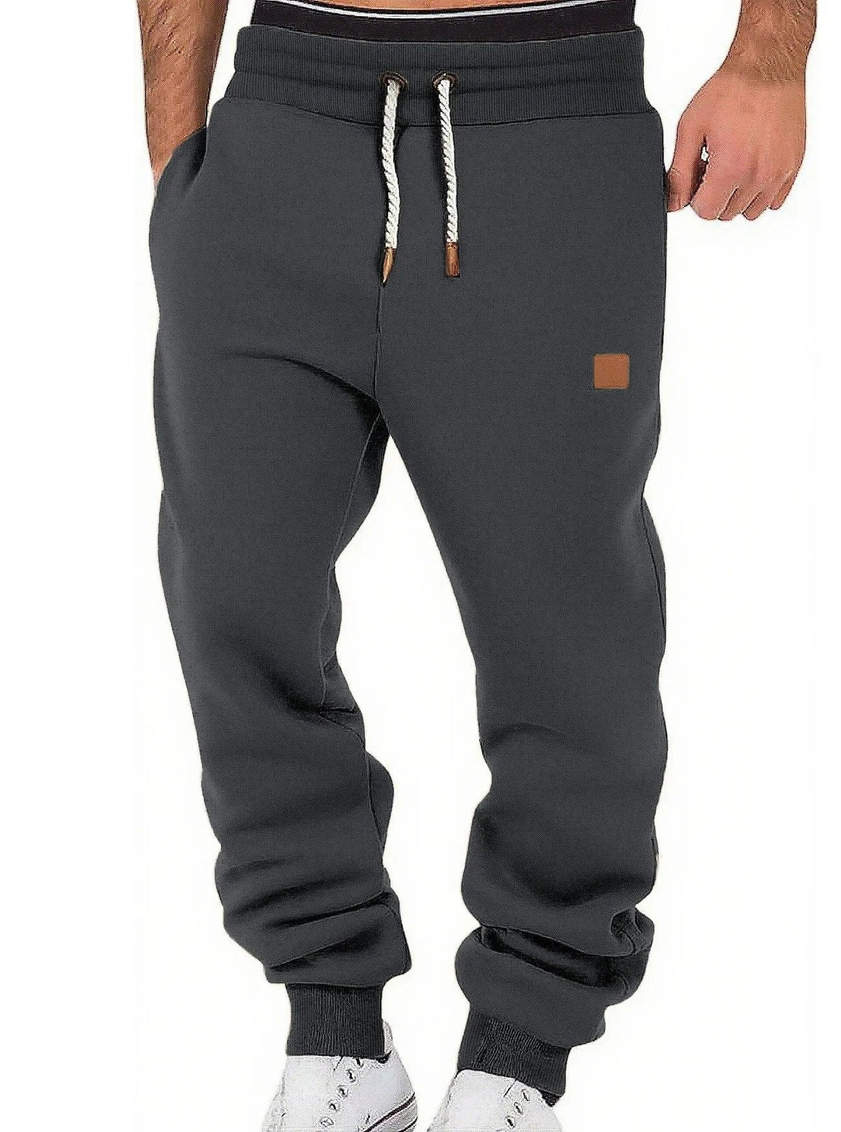 Jogginghose Herren mit heller Kordel und Rippbündchen - Dunkelgrau #Farbe_Dunkelgrau