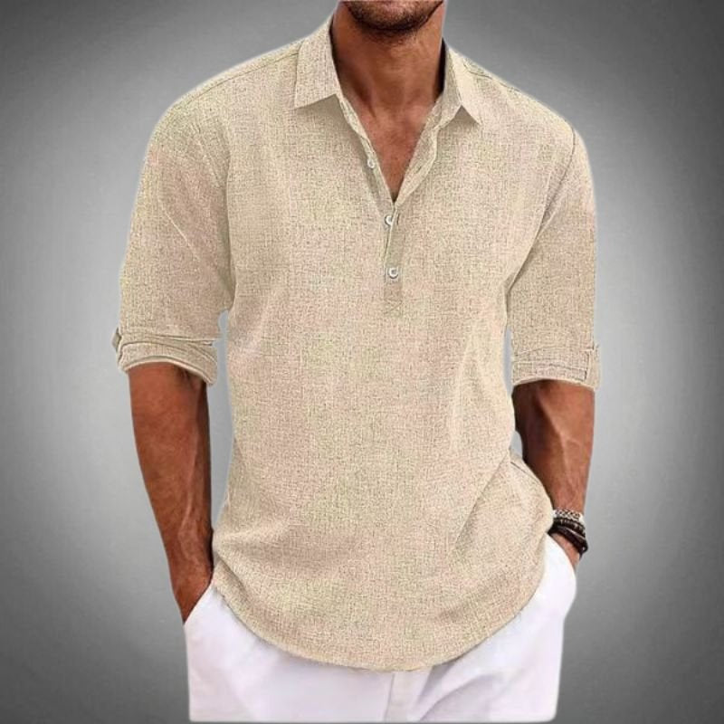 Poloshirt Herren mit gerundetem Saum und Ärmelriegeln - Beige #Farbe_Beige
