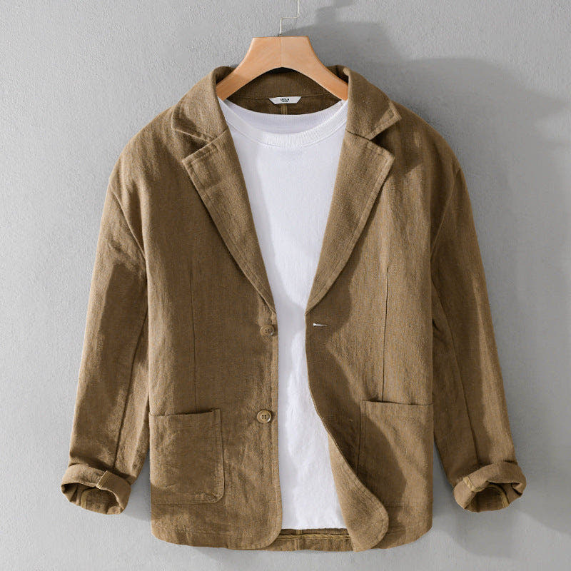 Sakko Herren mit aufgesetzten Taschen und schmalem Revers - Kaffeebraun #Farbe_Kaffeebraun