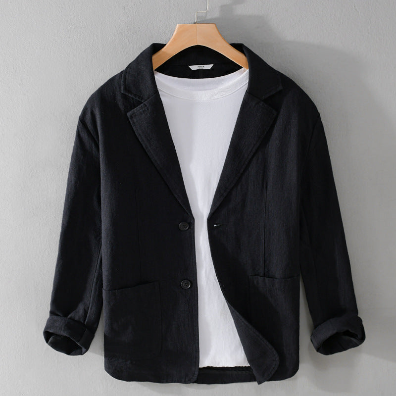 Sakko Herren mit aufgesetzten Taschen und schmalem Revers - Schwarz #Farbe_Schwarz