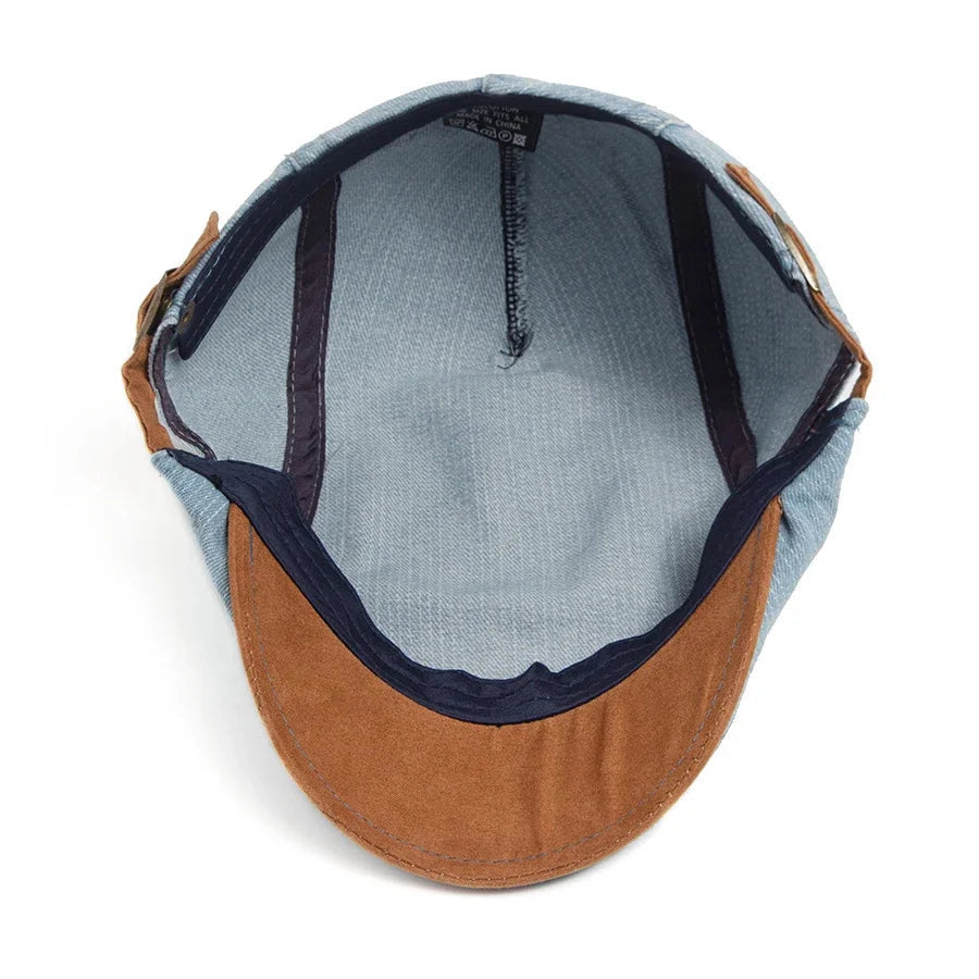 Schiebermütze Herren mit Kontrastkante und seitlichem Riemen - Blau #Farbe_Blau