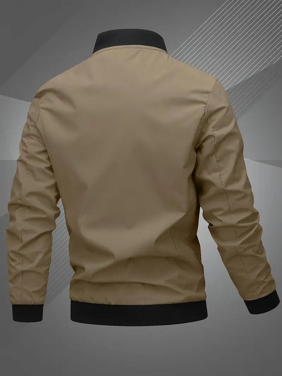 Übergangsjacke Herren mit Blousonkragen und Stickerei - Khaki #Farbe_Khaki